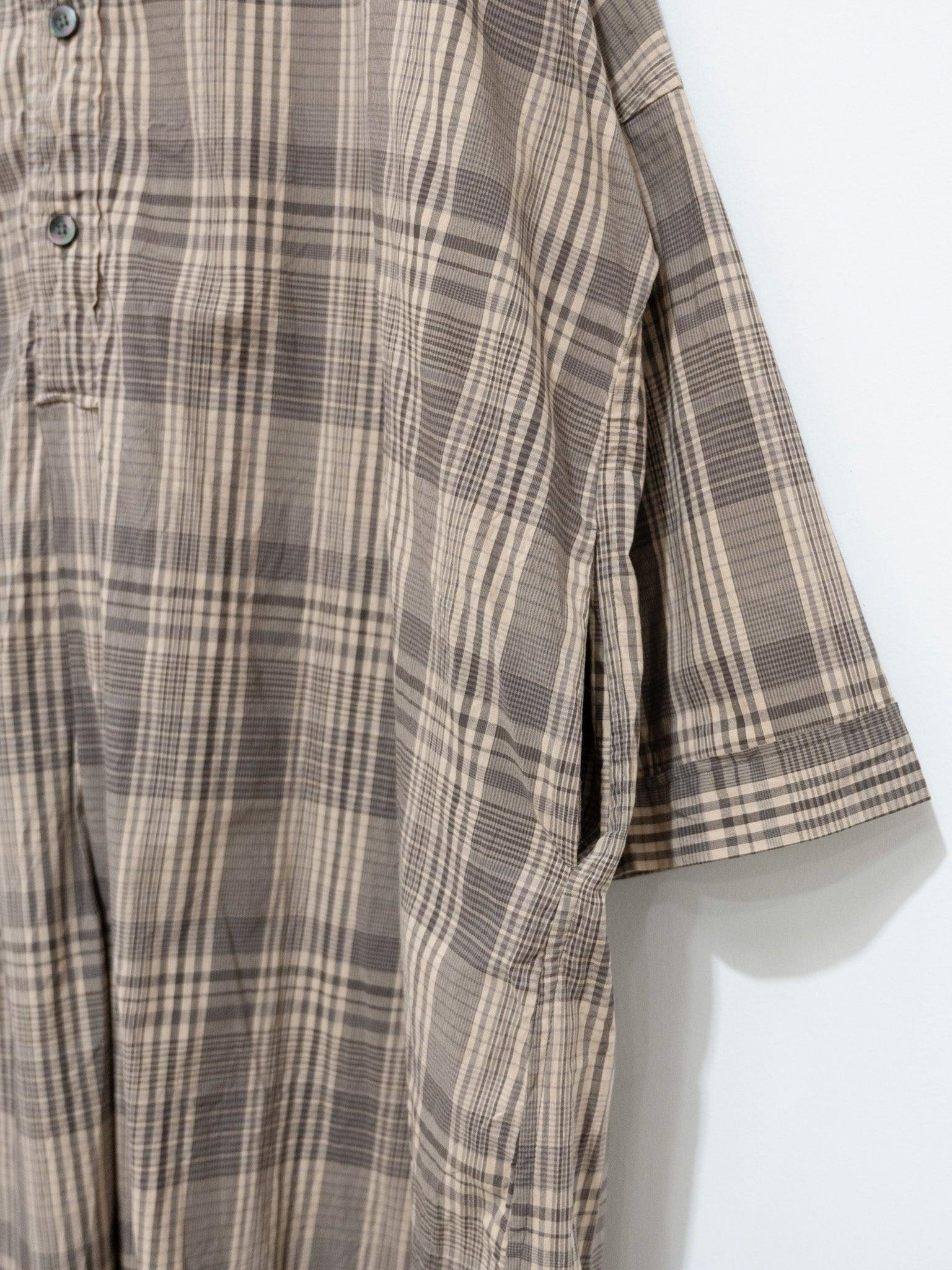 Namu Shop - Veritecoeur Band Collar Dress - Brown Check