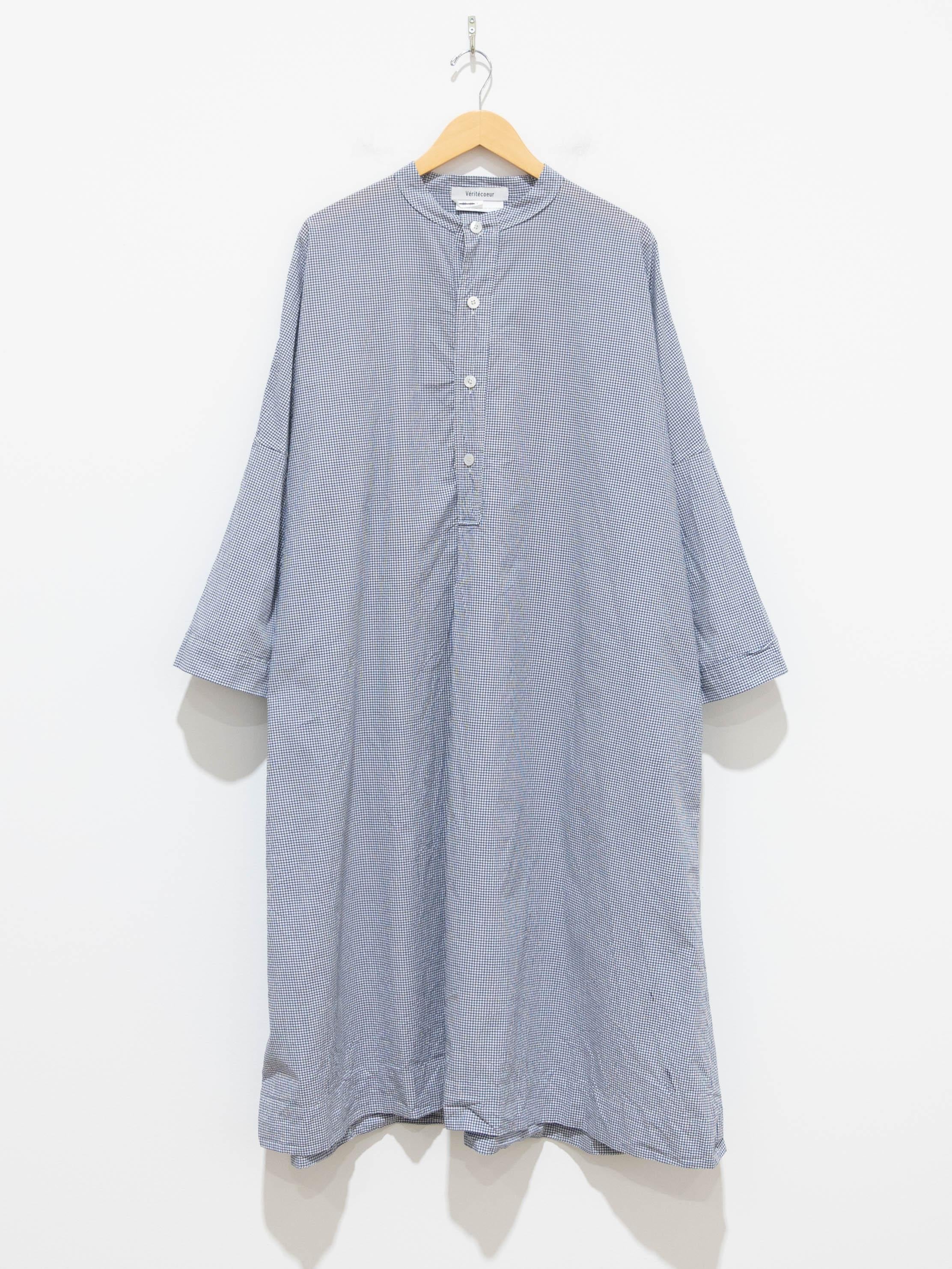 Namu Shop - Veritecoeur Band Collar Shirt Dress - Navy Check