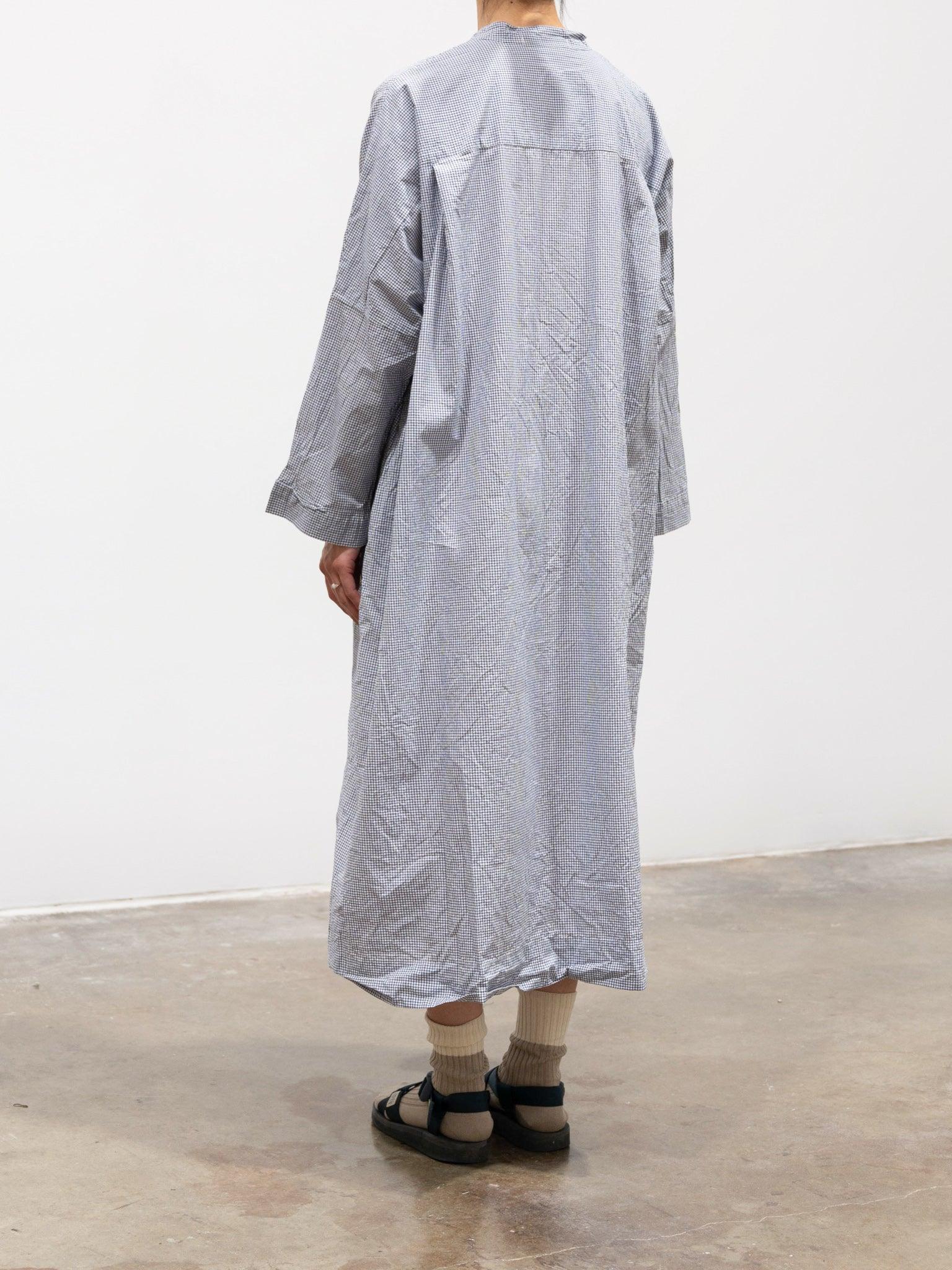 Namu Shop - Veritecoeur Band Collar Shirt Dress - Navy Check