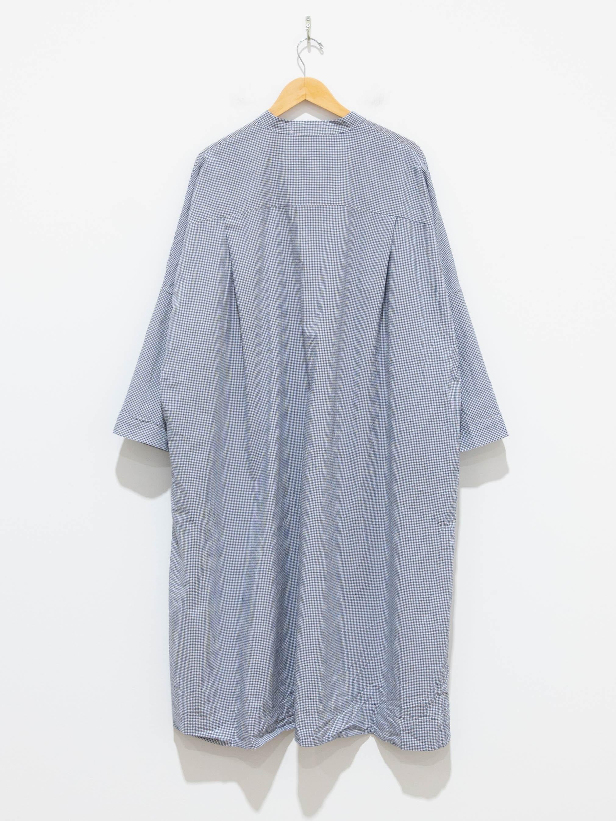 Namu Shop - Veritecoeur Band Collar Shirt Dress - Navy Check