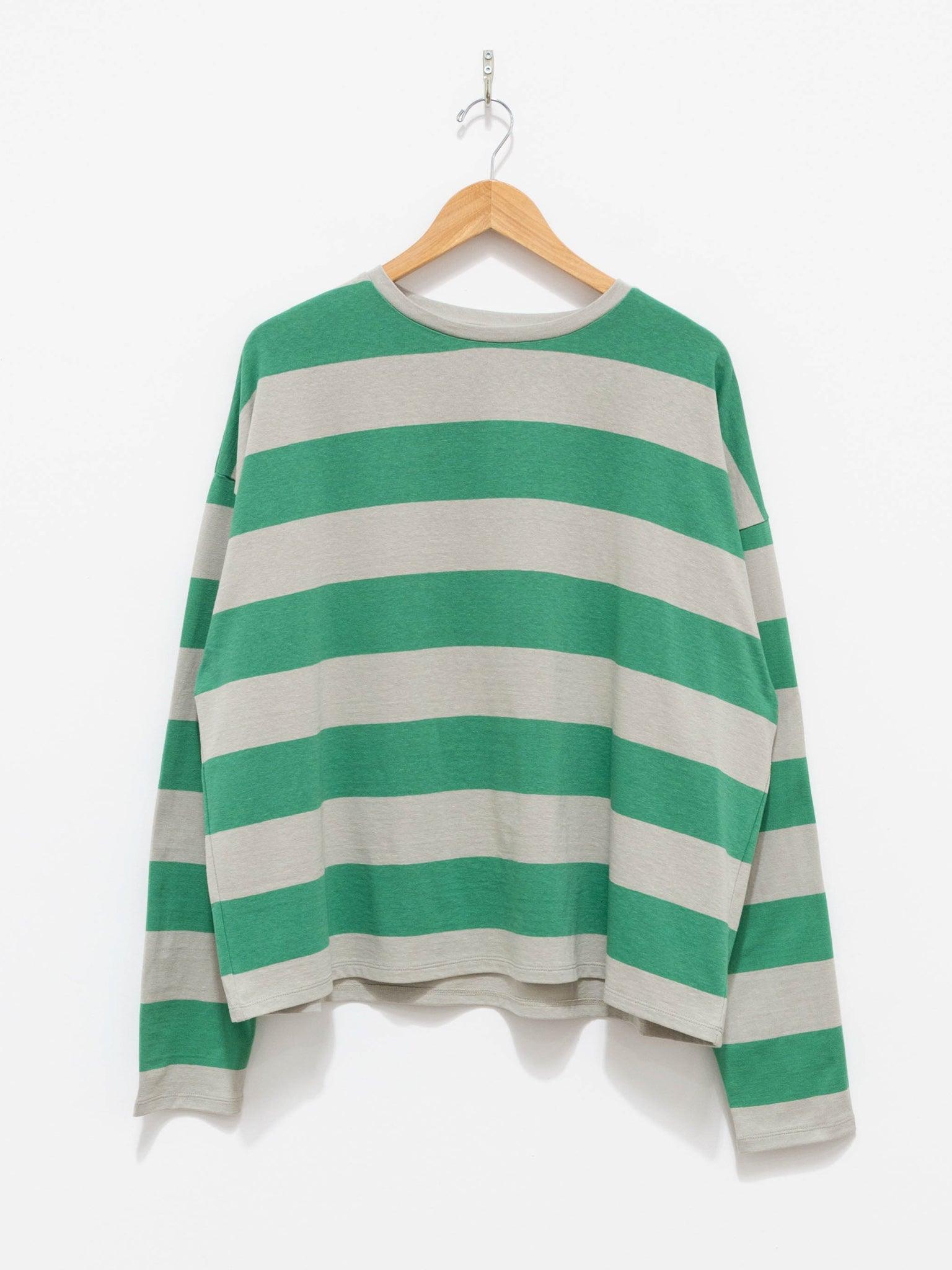 Namu Shop - Veritecoeur Border Long Sleeve Tee - Greige x Green