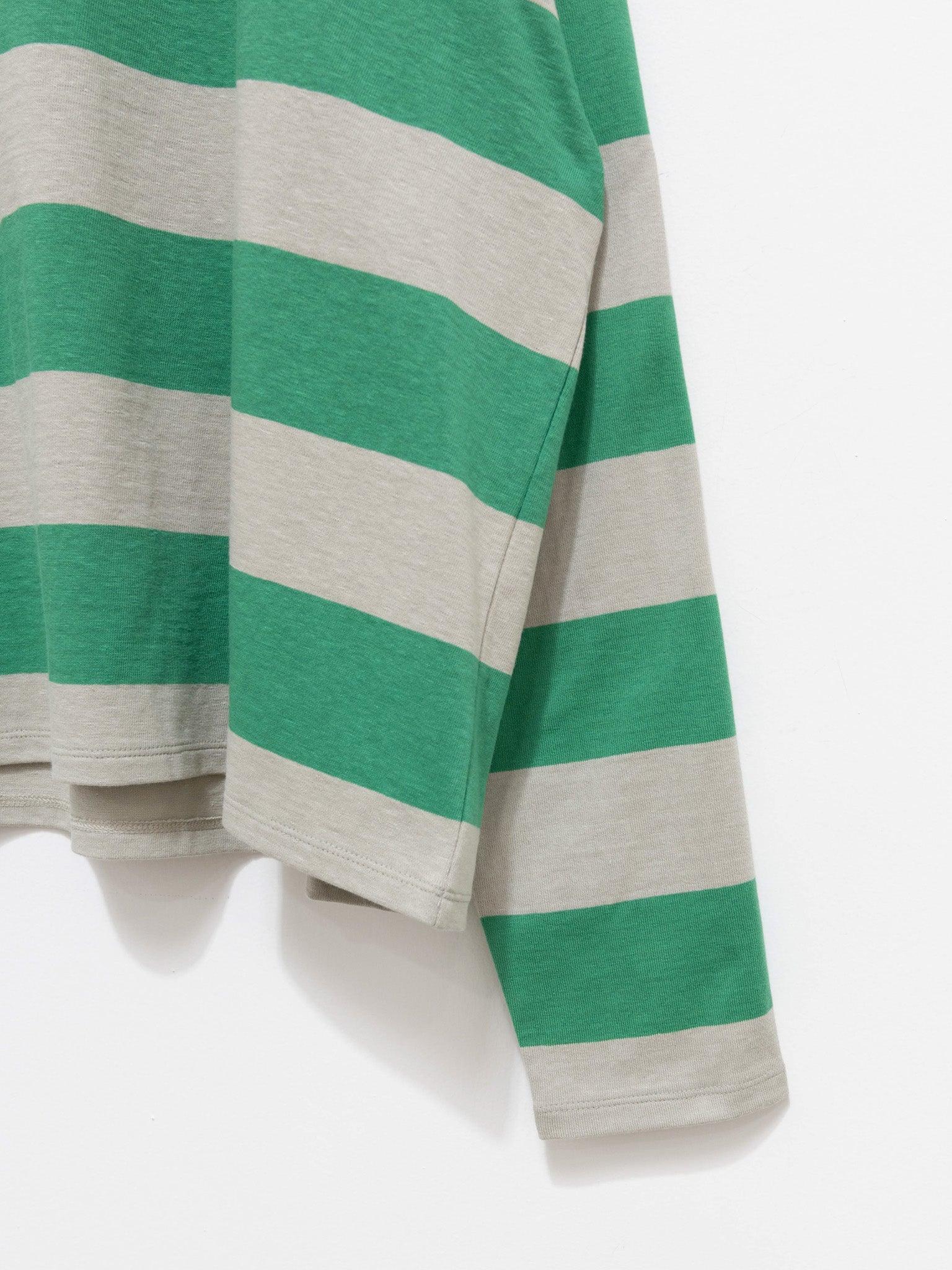 Namu Shop - Veritecoeur Border Long Sleeve Tee - Greige x Green