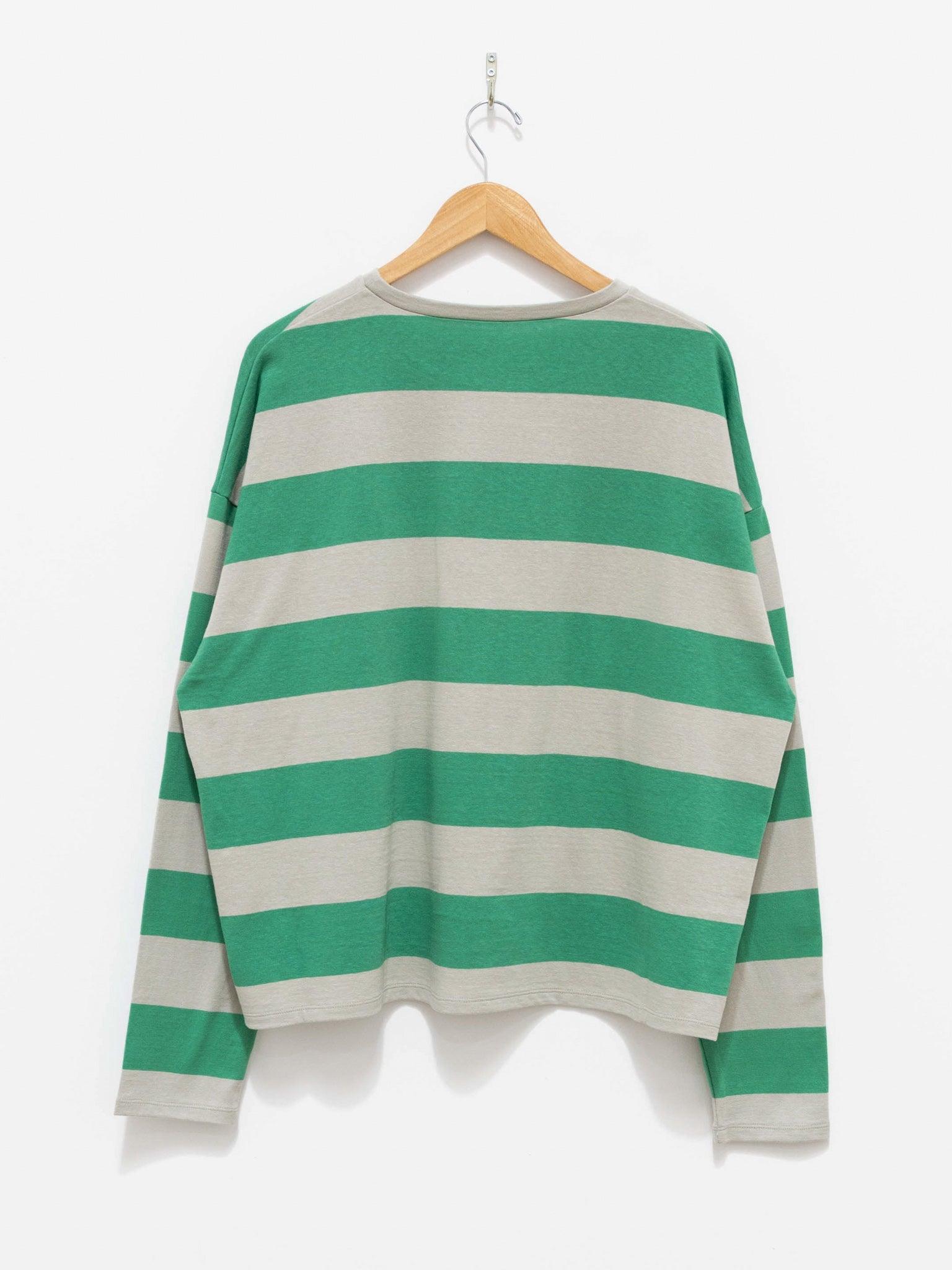 Namu Shop - Veritecoeur Border Long Sleeve Tee - Greige x Green