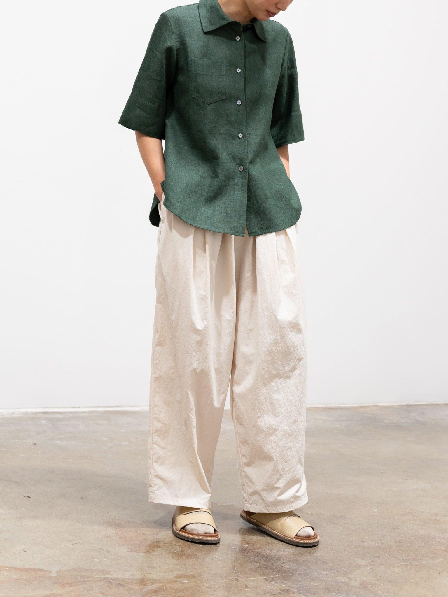 Namu Shop - Veritecoeur Recycled Nylon Tucked Pants - Black