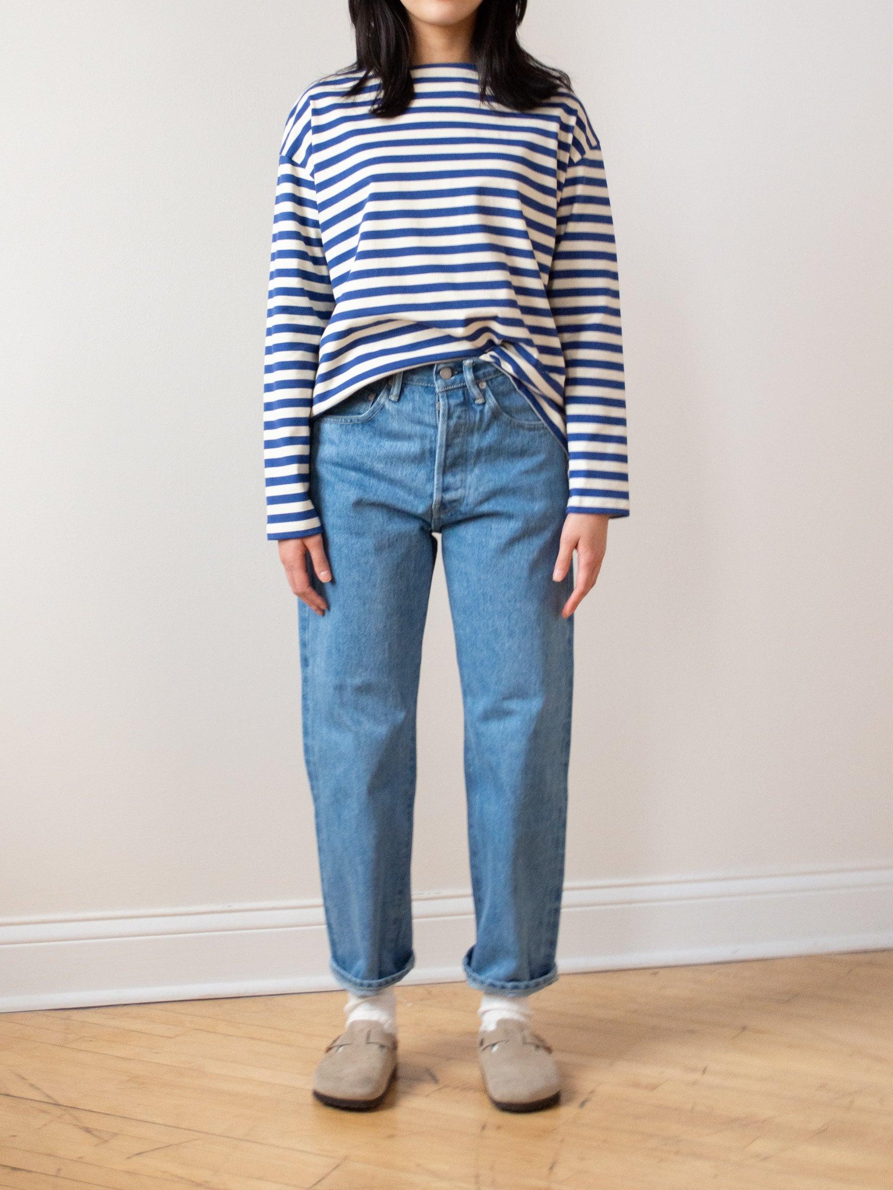 Namu Shop - Veritecoeur Striped Tee - Sand x Blue