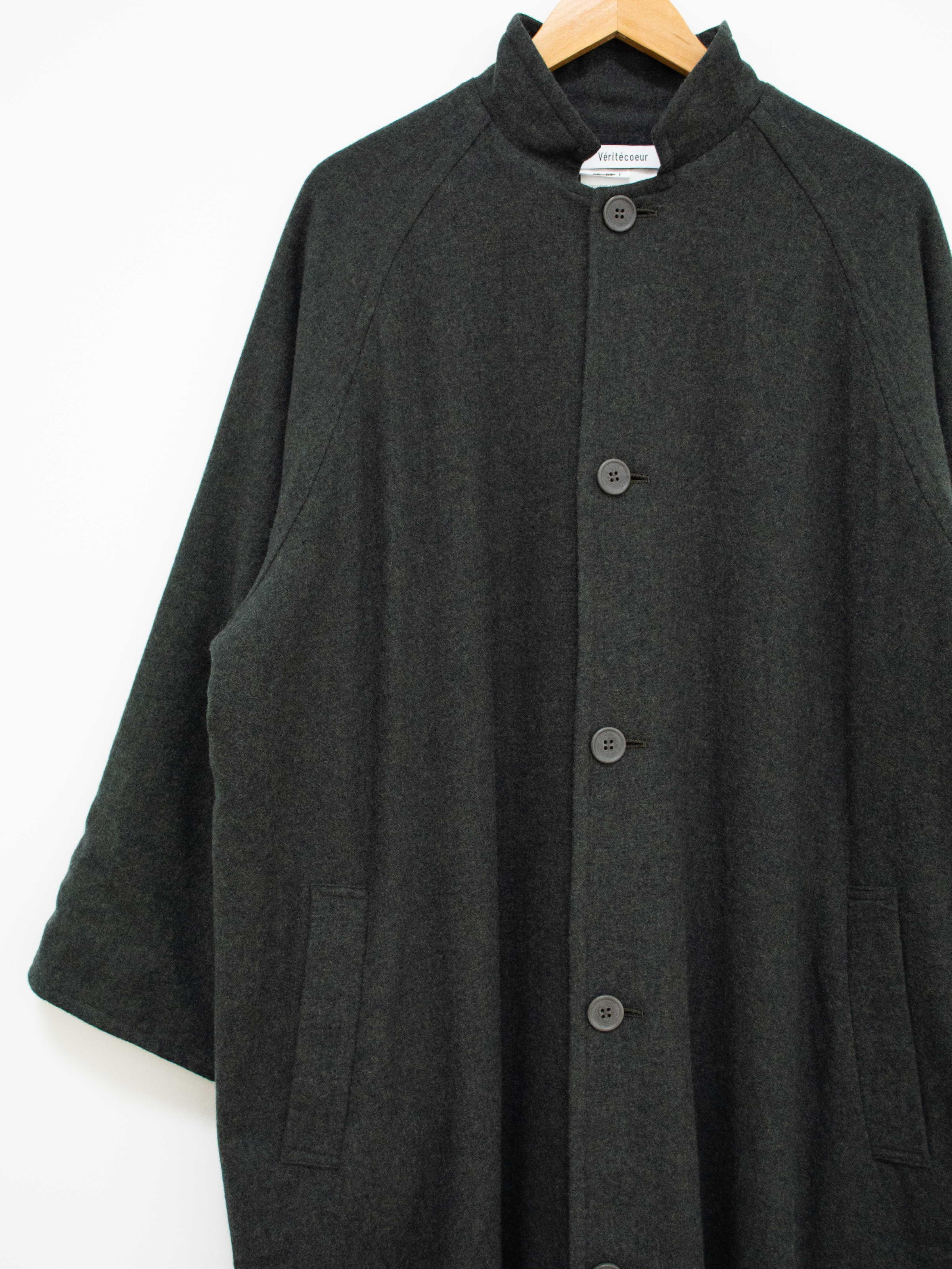Namu Shop - Veritecoeur Wool Stand Collar Coat - Moss Green