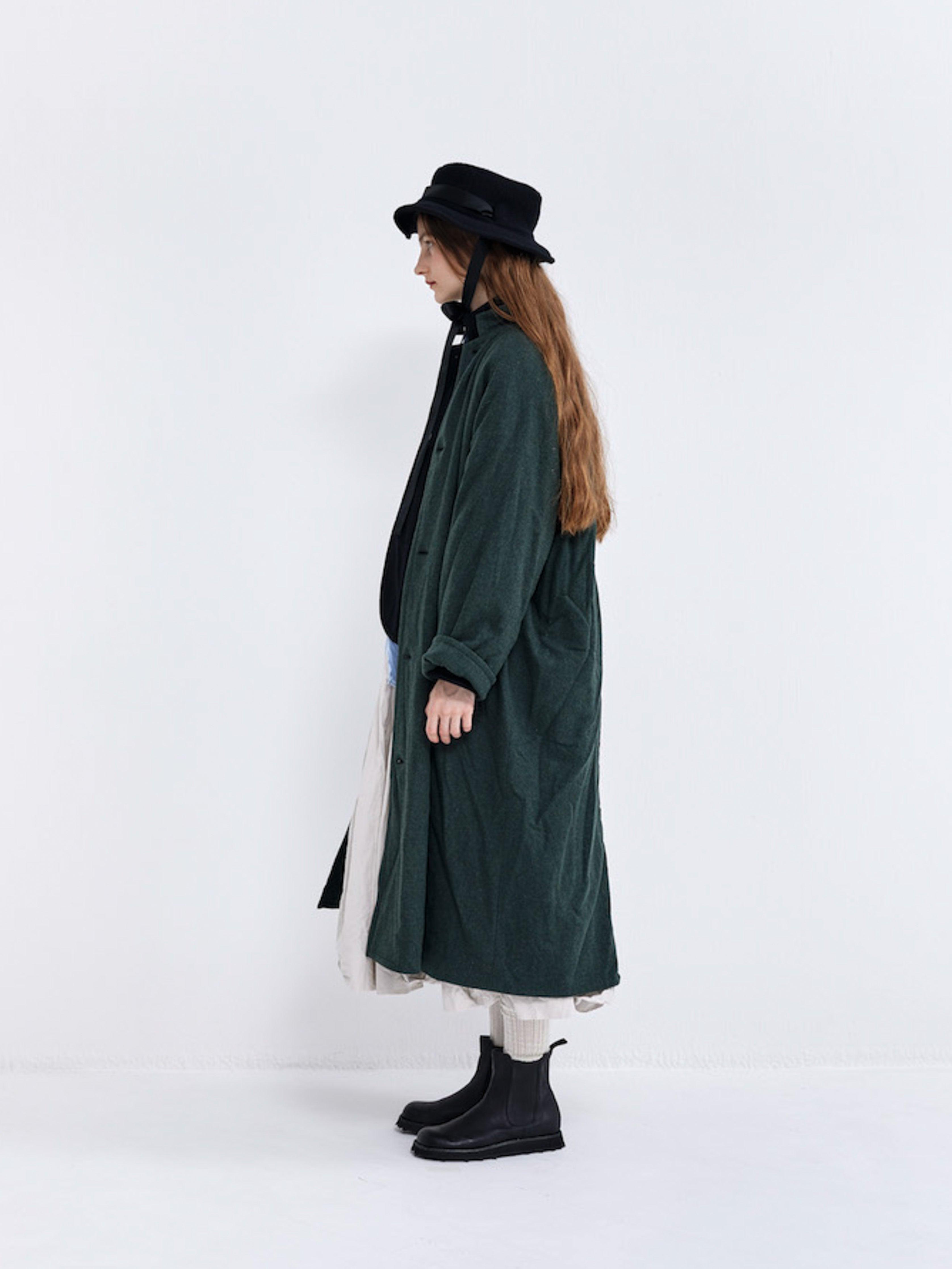 Namu Shop - Veritecoeur Wool Stand Collar Coat - Moss Green