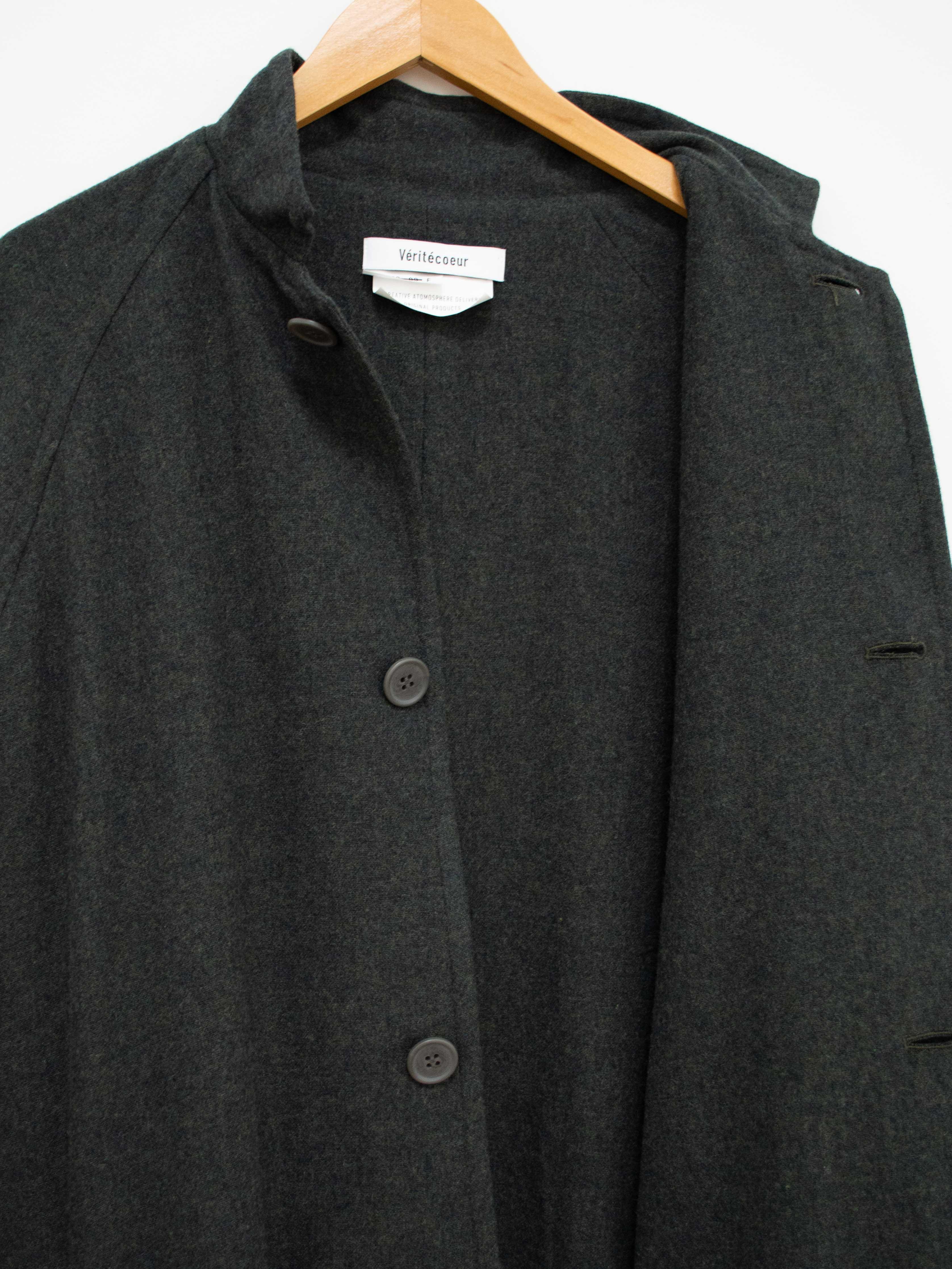 Namu Shop - Veritecoeur Wool Stand Collar Coat - Moss Green
