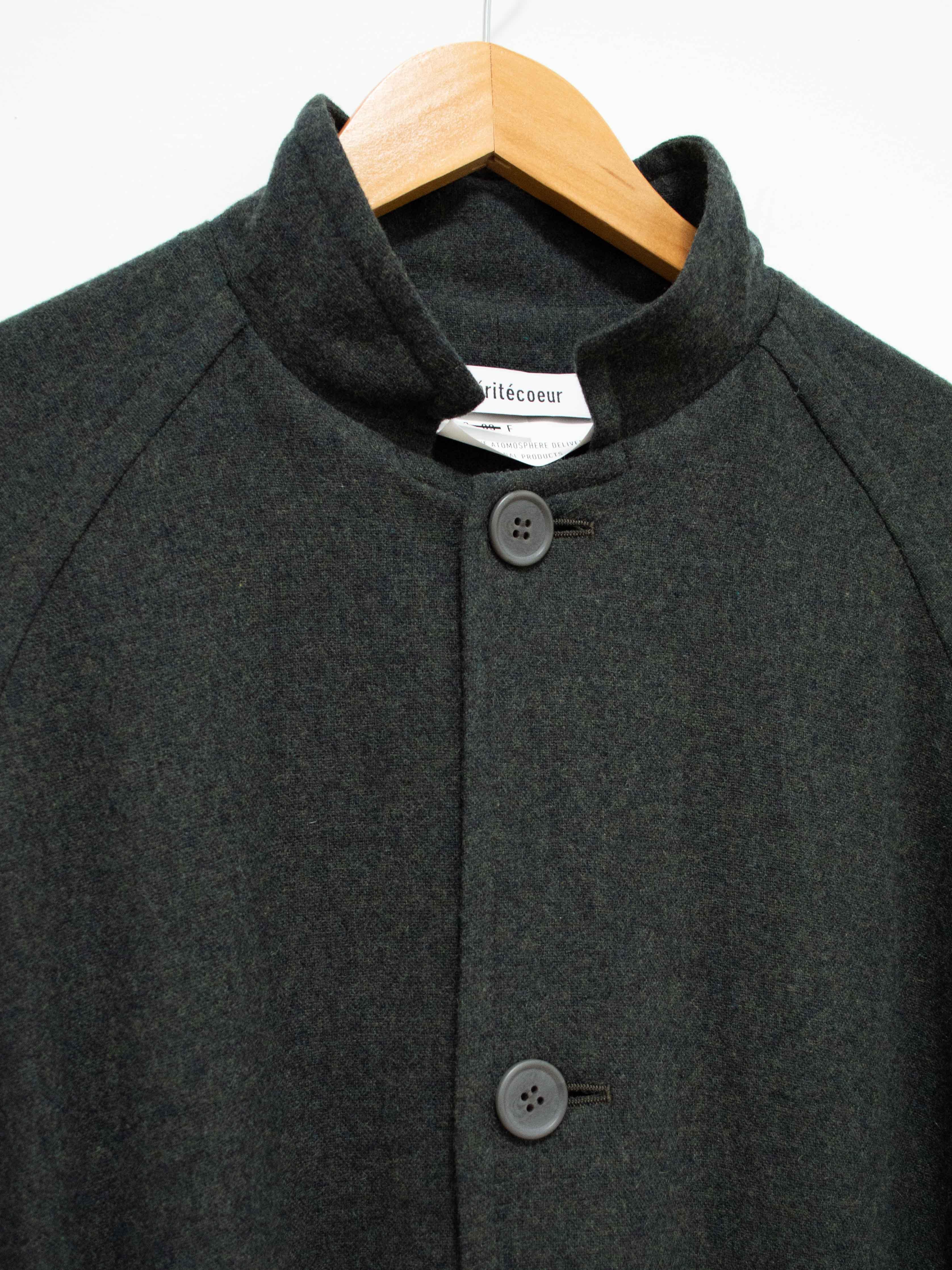 Namu Shop - Veritecoeur Wool Stand Collar Coat - Moss Green