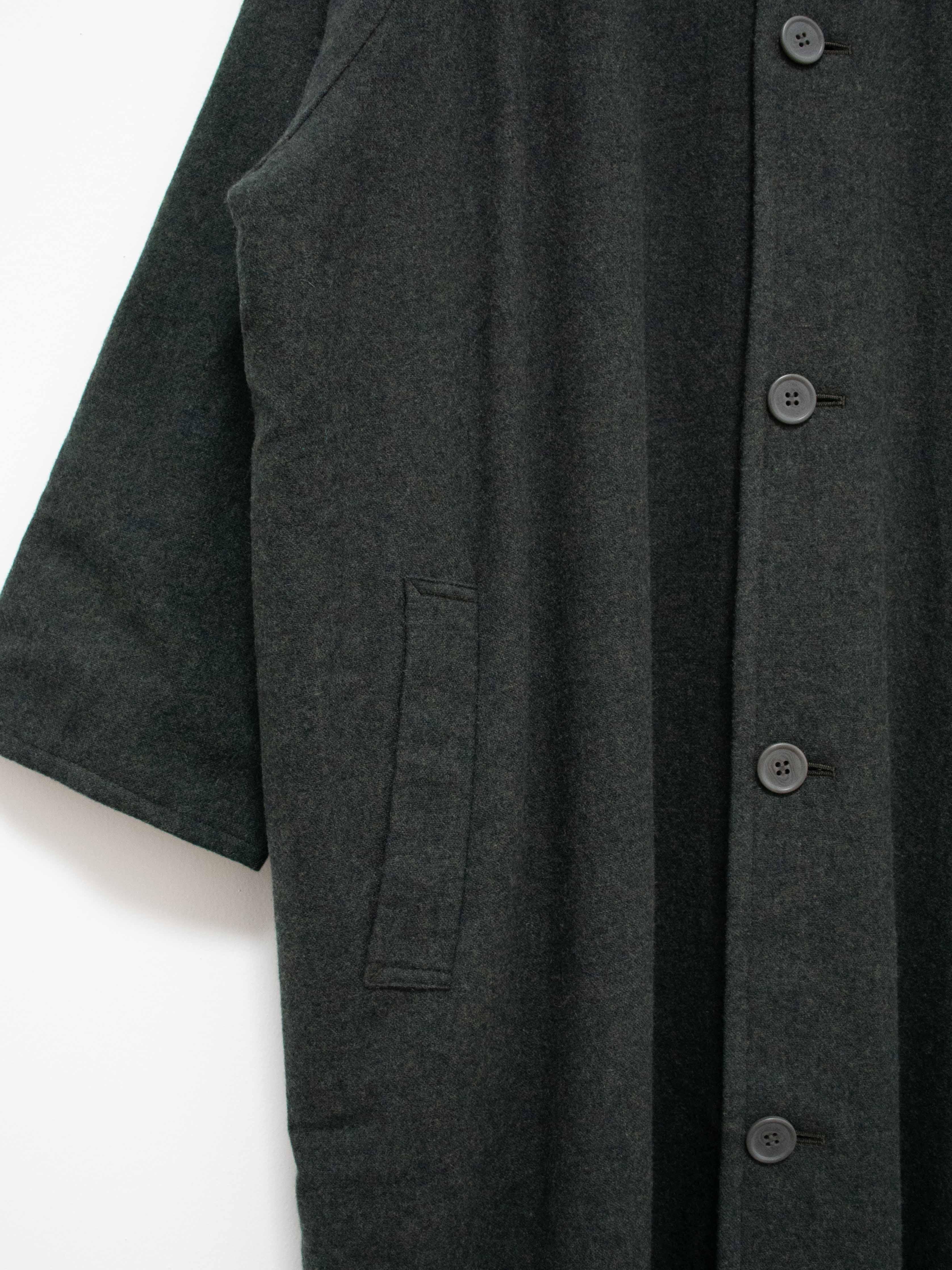 Namu Shop - Veritecoeur Wool Stand Collar Coat - Moss Green