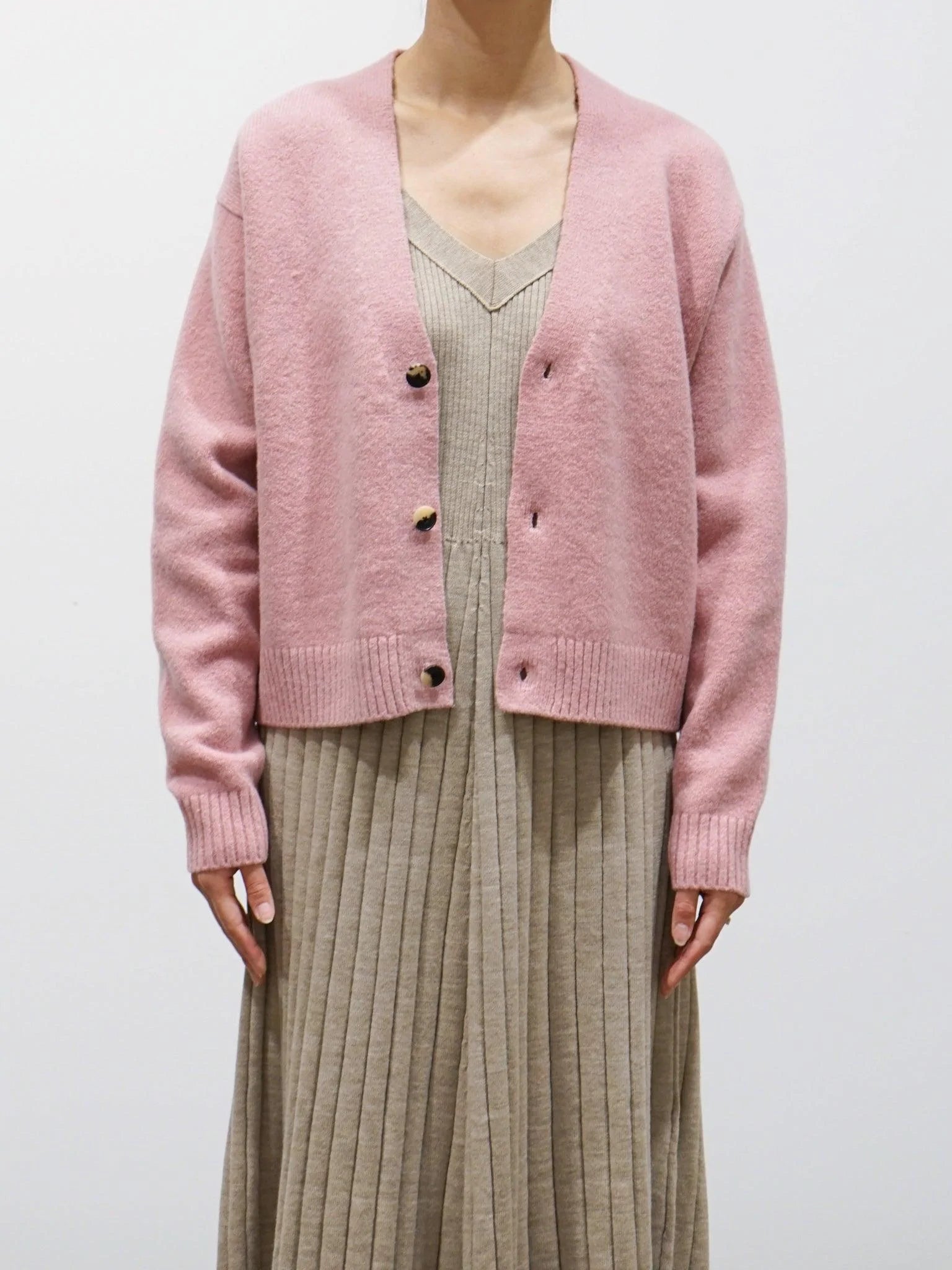 Namu Shop - Yleve Wool Boucle Short Cardigan - Pink