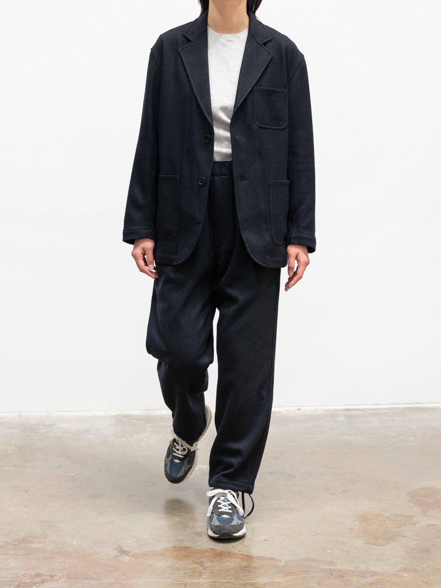 Namu Shop - Yleve Wool Cashmere College Flannel Easy Trousers - Navy