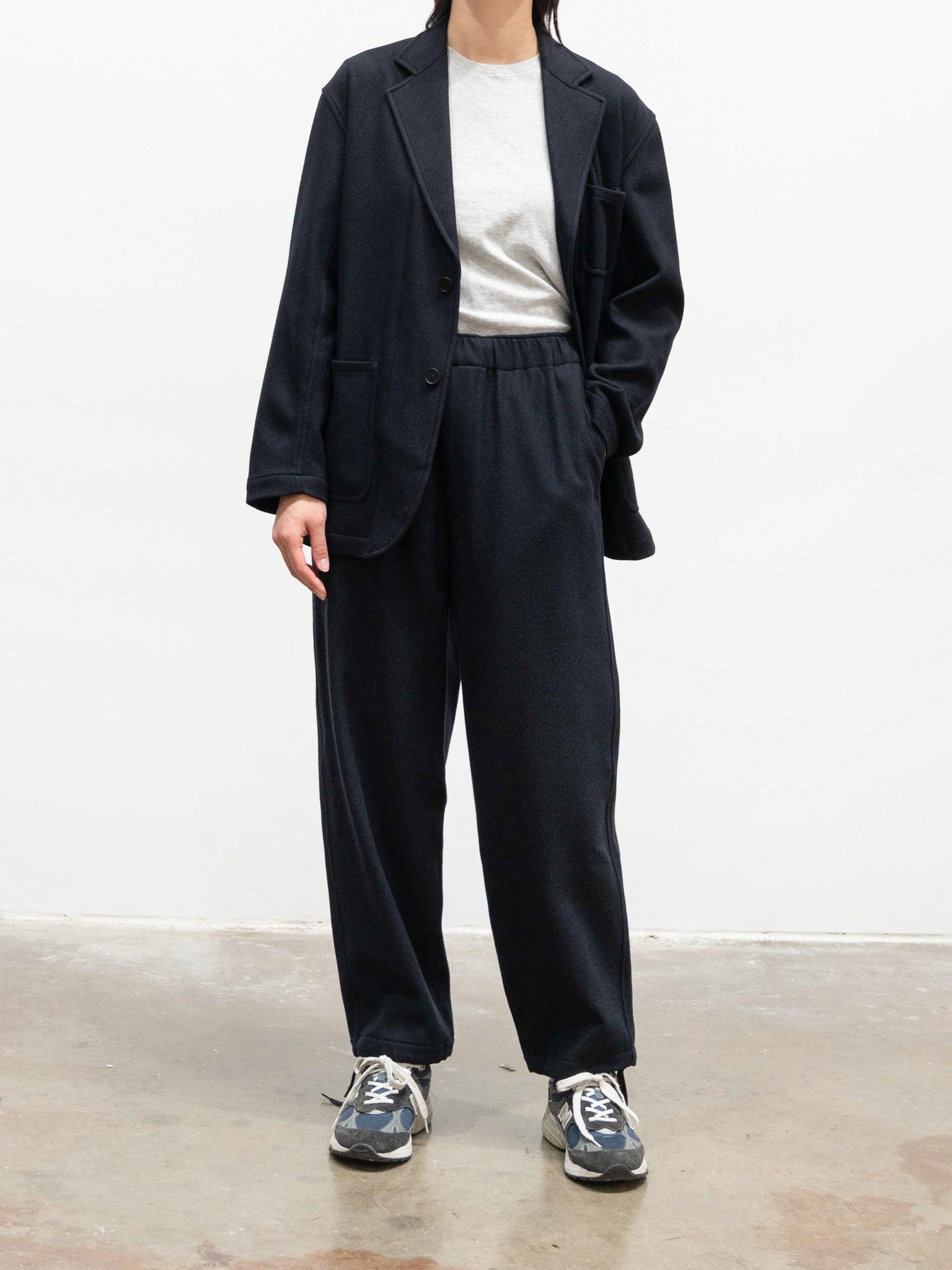 Namu Shop - Yleve Wool Cashmere College Flannel Easy Trousers - Navy