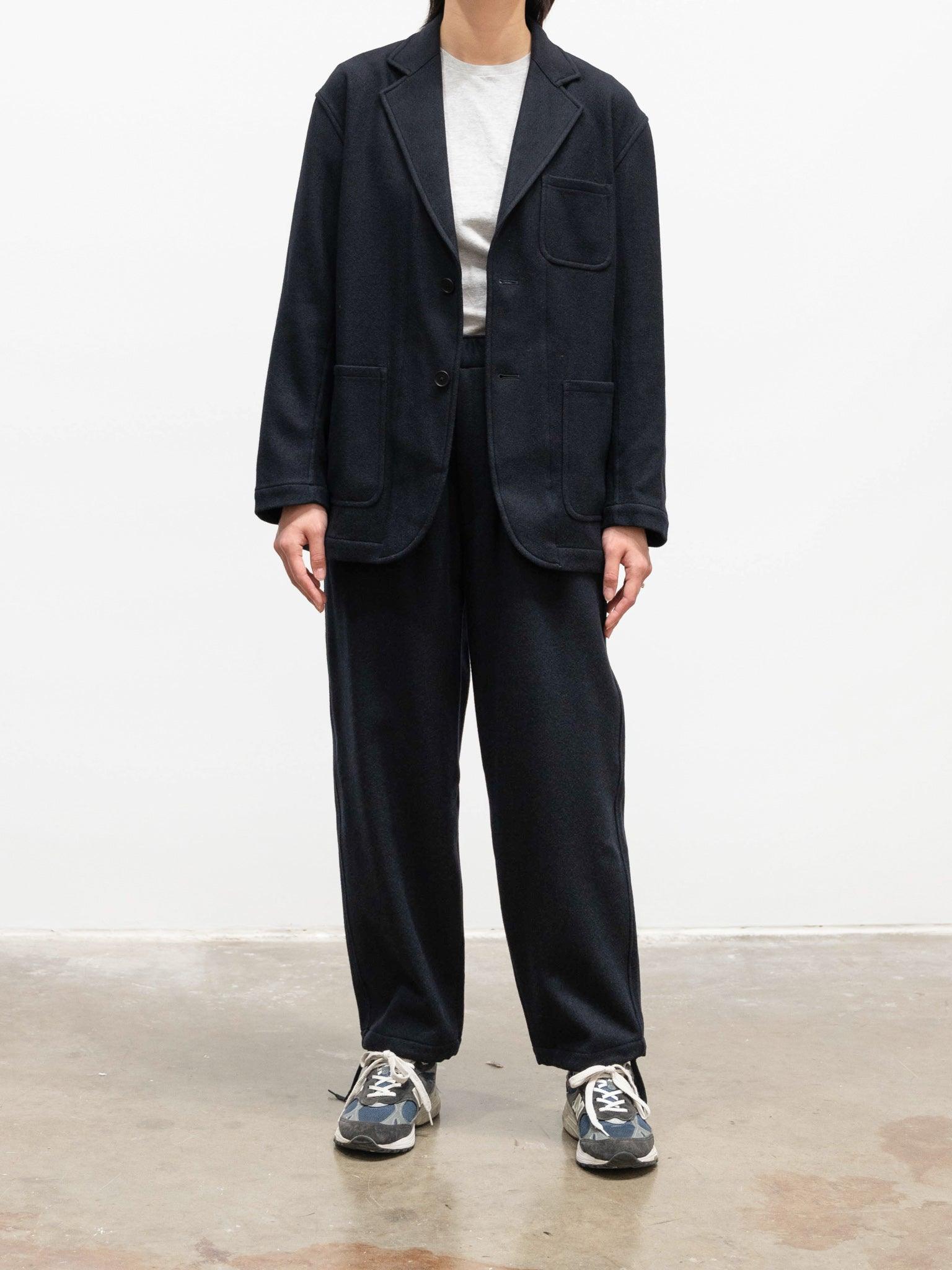 Namu Shop - Yleve Wool Cashmere College Flannel Jacket - Navy