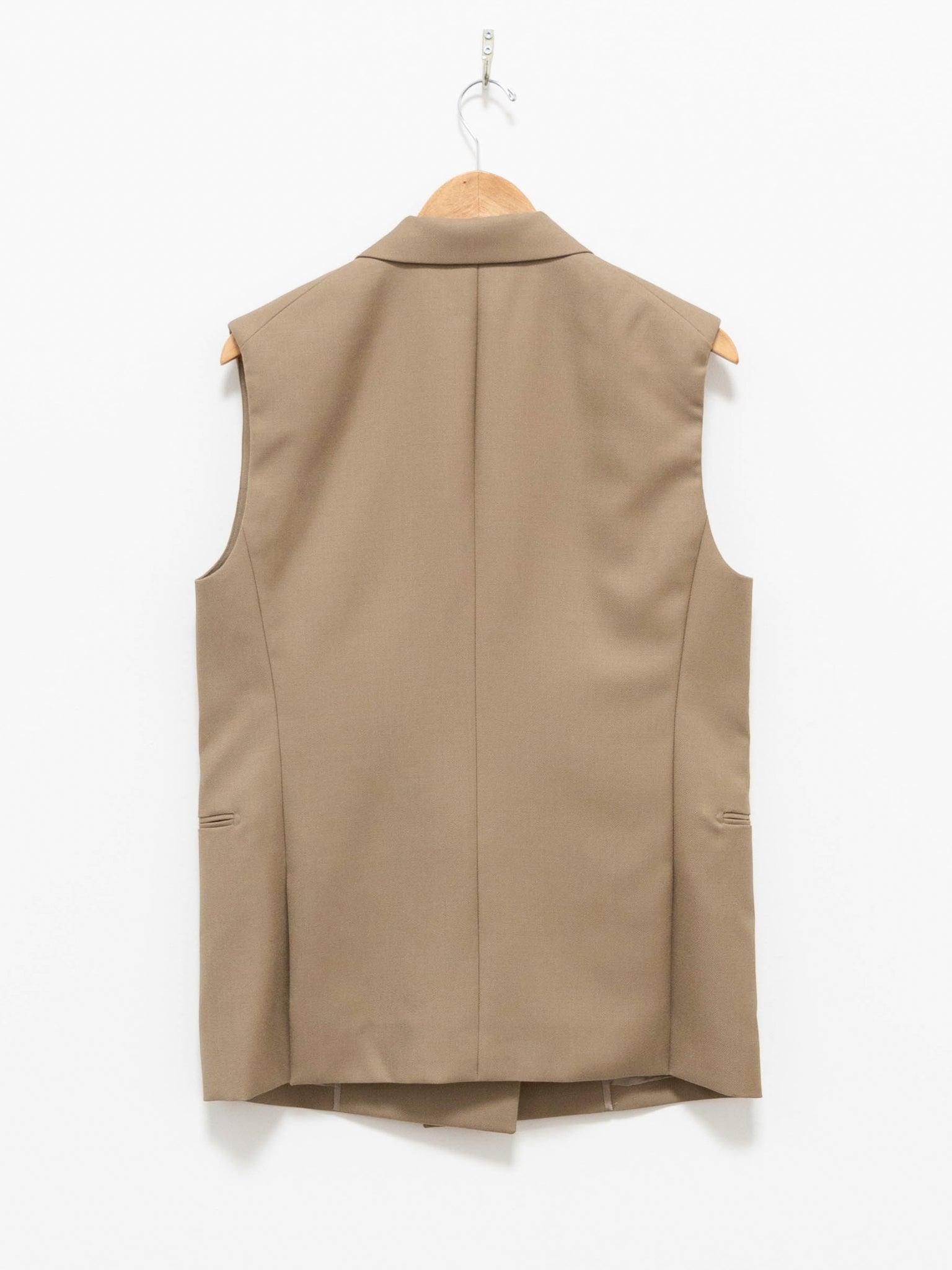 Namu Shop - Yleve Wool Gabardine Sleeveless Jacket - Khaki
