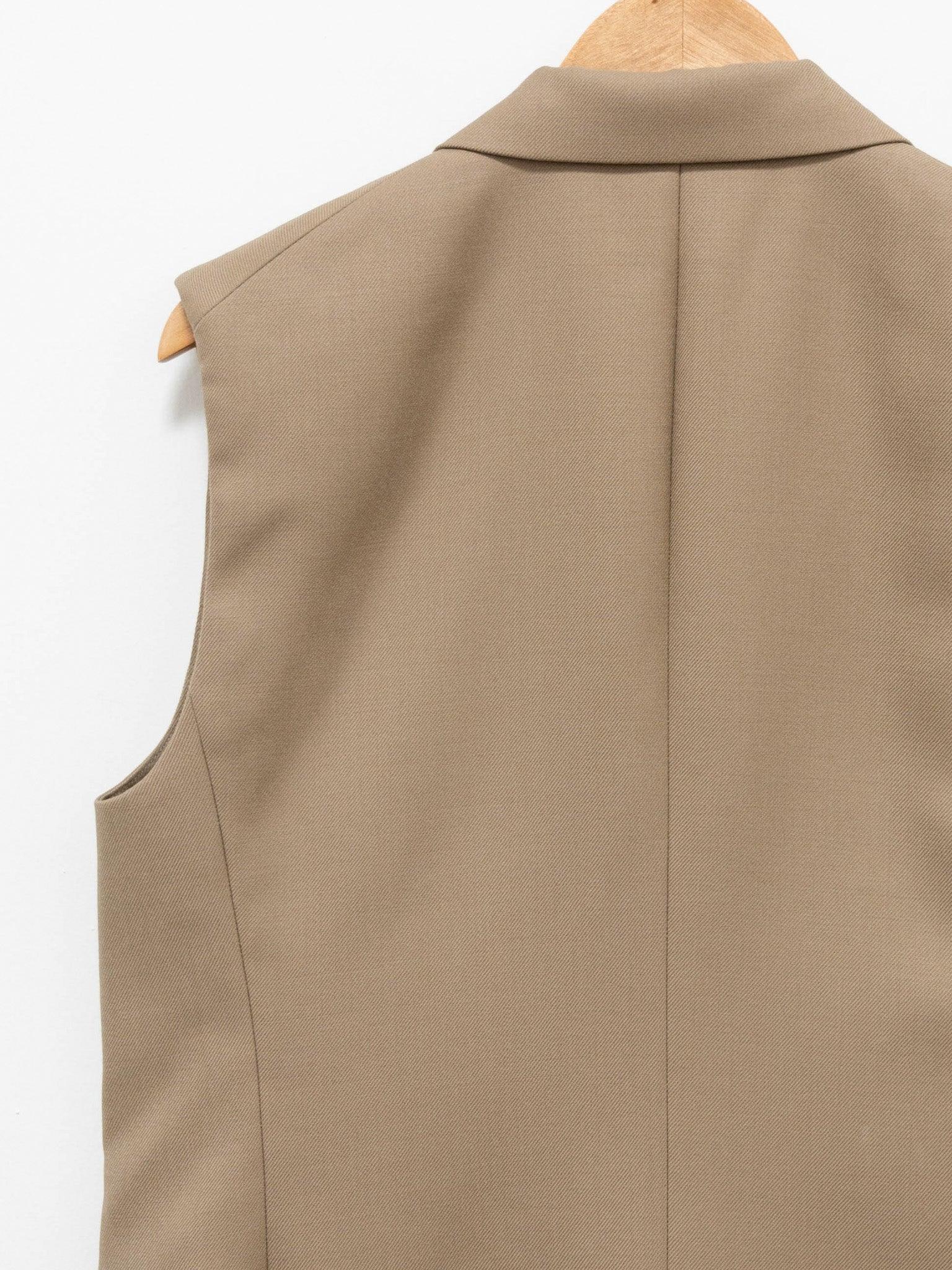 Namu Shop - Yleve Wool Gabardine Sleeveless Jacket - Khaki