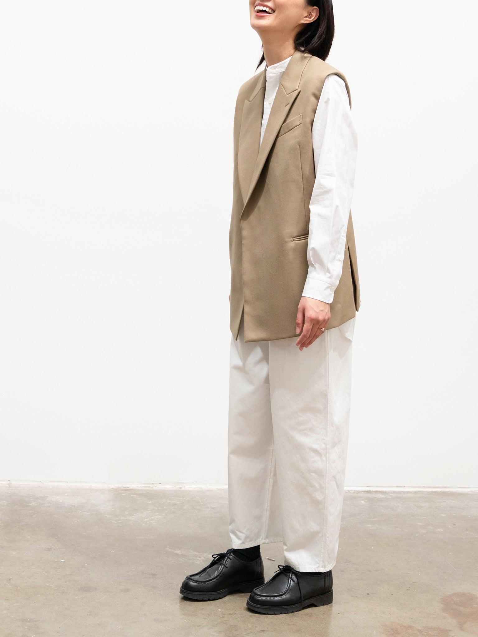 Namu Shop - Yleve Wool Gabardine Sleeveless Jacket - Khaki