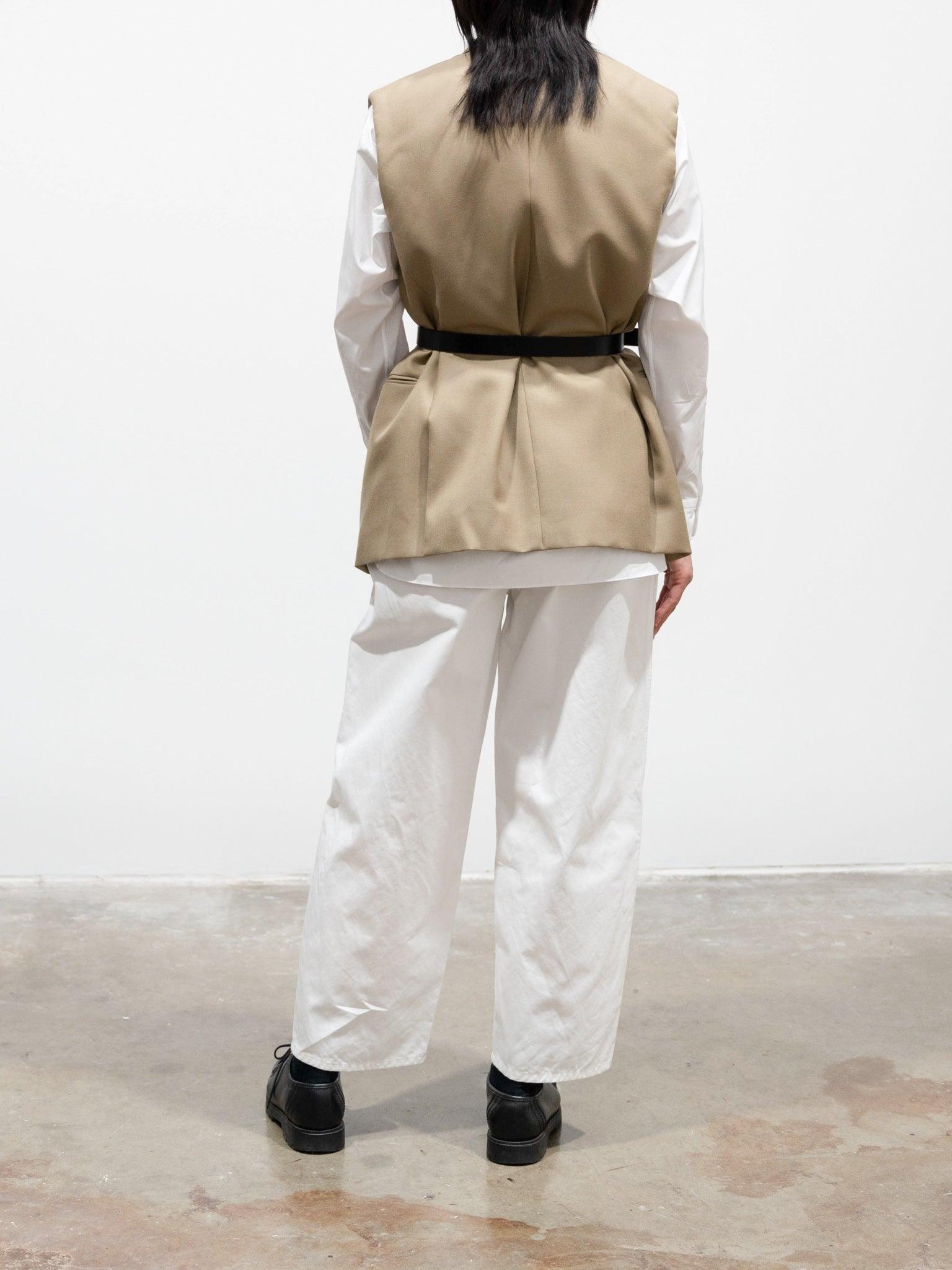 Namu Shop - Yleve Wool Gabardine Sleeveless Jacket - Khaki