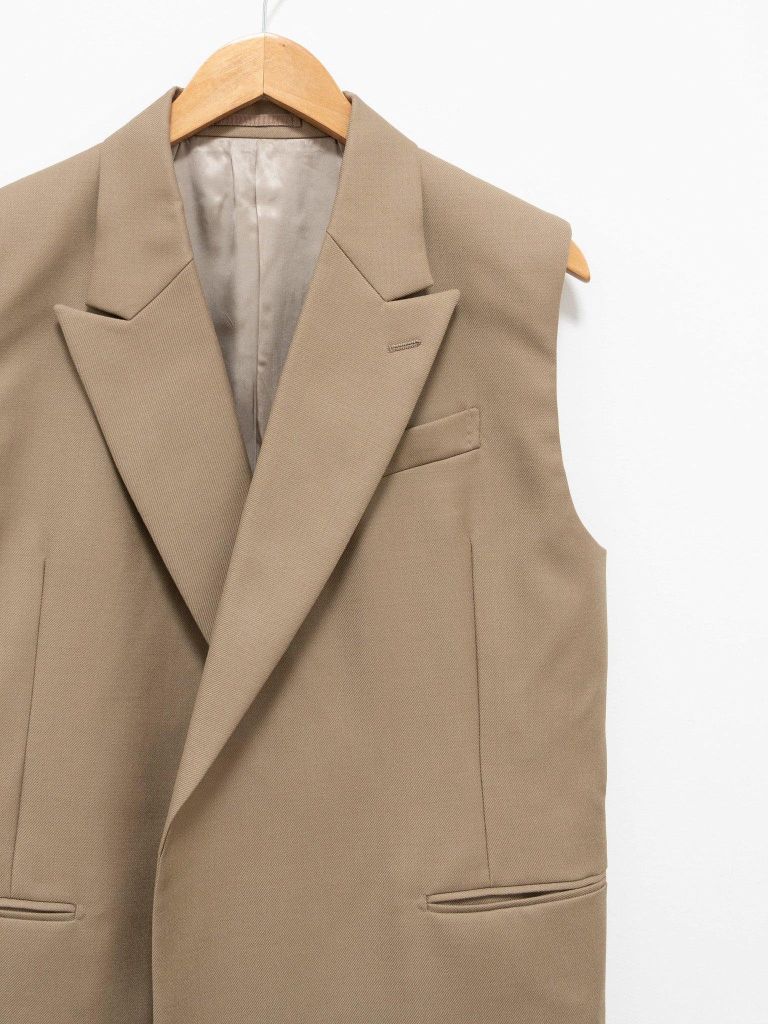Namu Shop - Yleve Wool Gabardine Sleeveless Jacket - Khaki