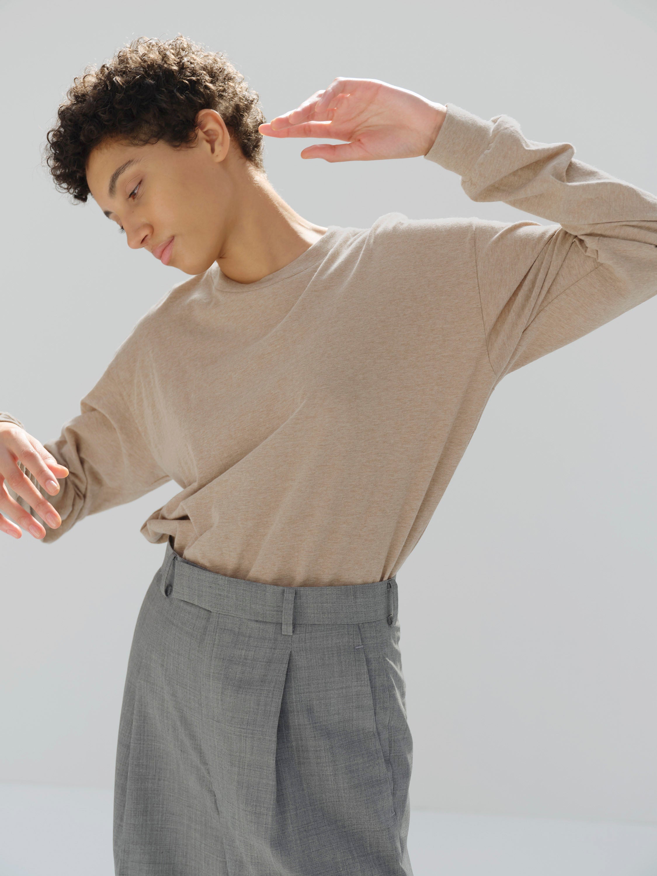 Namu Shop - Auralee Hard Twist Cotton Cashmere L/S Tee - Top Beige (Women’s)