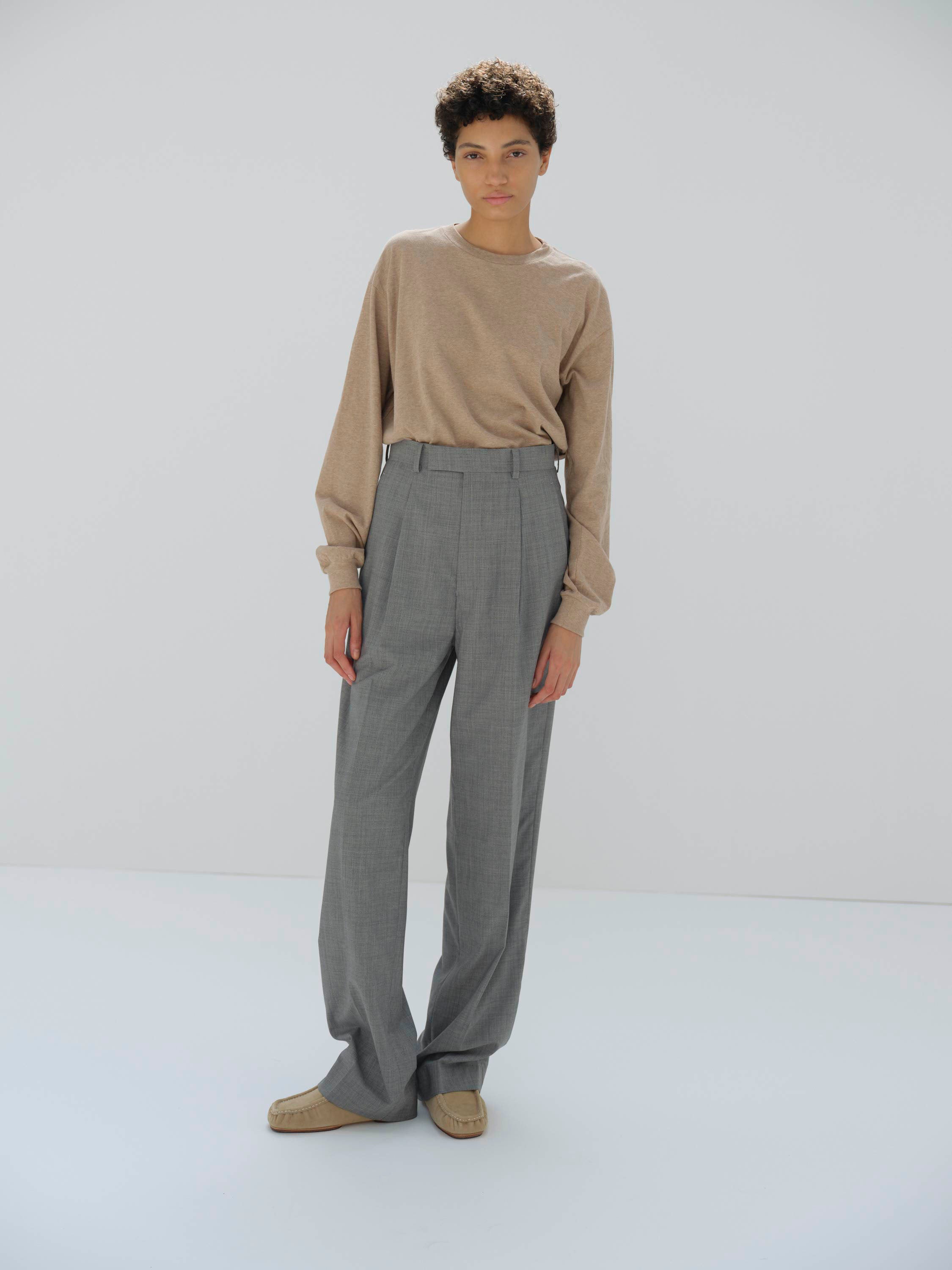 Namu Shop - Auralee Hard Twist Cotton Cashmere L/S Tee - Top Beige (Women’s)