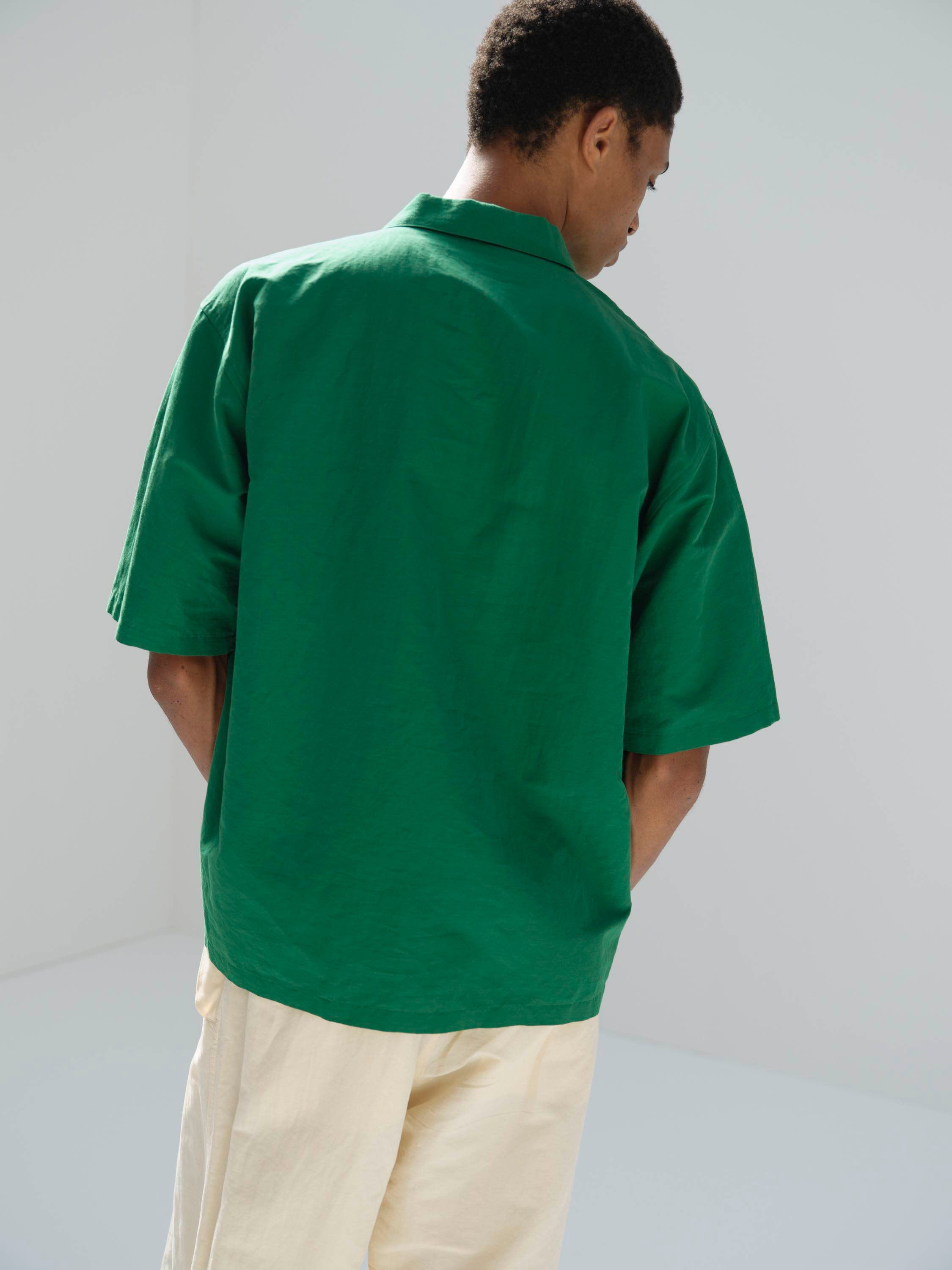 Namu Shop - Auralee High Density Finx Linen Weather Half Sleeve Shirt - Ecru